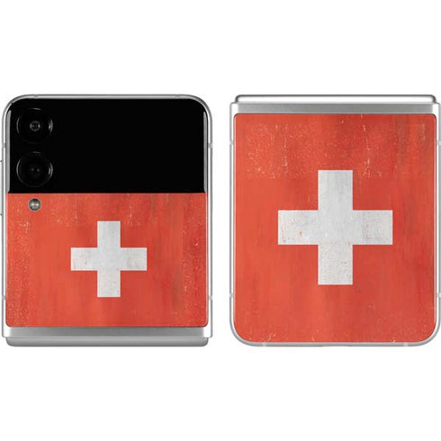 Switzerland Flag Distressed Galaxy Z Flip4 5G Skin